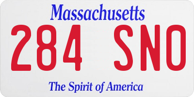 MA license plate 284SN0