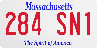 MA license plate 284SN1