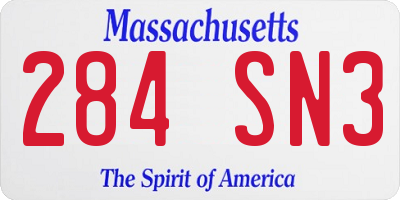 MA license plate 284SN3