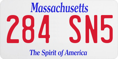 MA license plate 284SN5