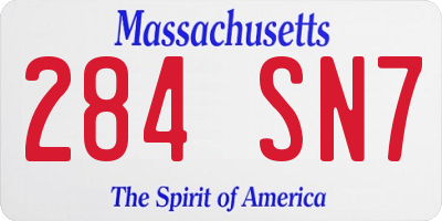 MA license plate 284SN7