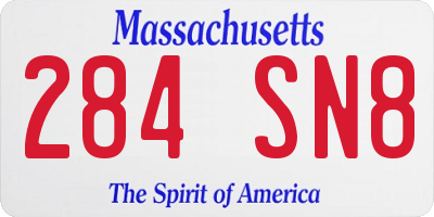 MA license plate 284SN8