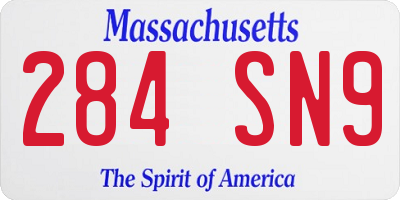 MA license plate 284SN9