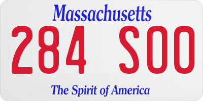 MA license plate 284SO0