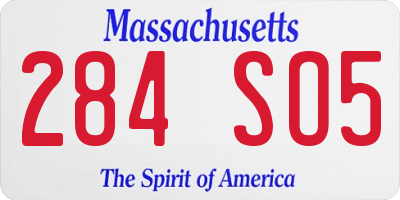 MA license plate 284SO5
