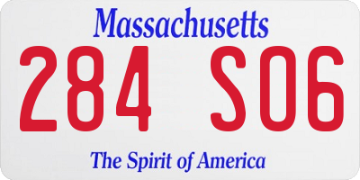 MA license plate 284SO6