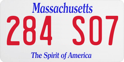 MA license plate 284SO7
