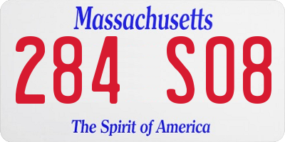 MA license plate 284SO8