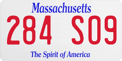 MA license plate 284SO9