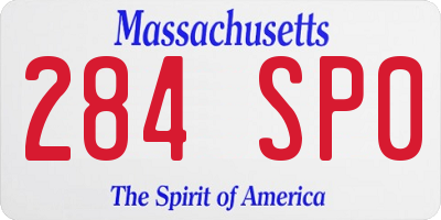 MA license plate 284SP0