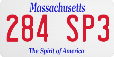 MA license plate 284SP3
