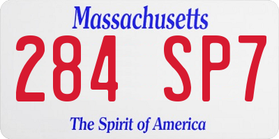 MA license plate 284SP7