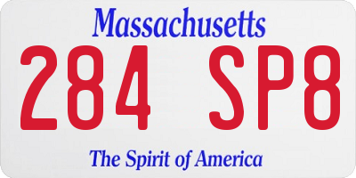 MA license plate 284SP8