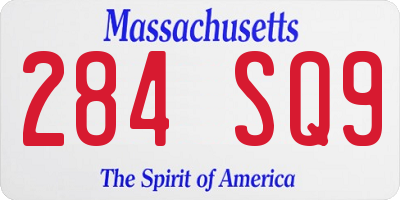 MA license plate 284SQ9
