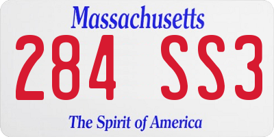 MA license plate 284SS3