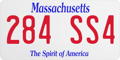 MA license plate 284SS4