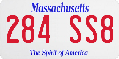 MA license plate 284SS8