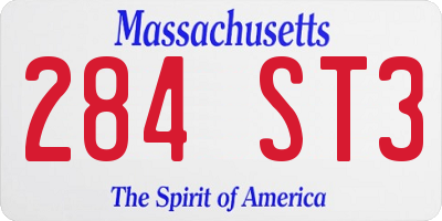 MA license plate 284ST3