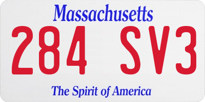 MA license plate 284SV3