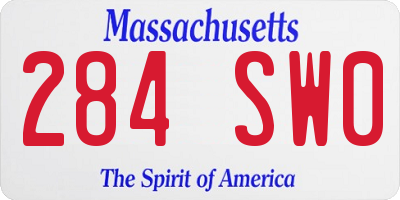 MA license plate 284SW0