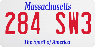 MA license plate 284SW3