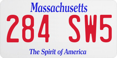 MA license plate 284SW5