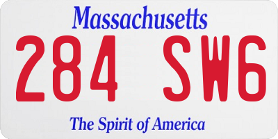MA license plate 284SW6