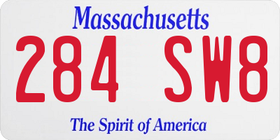MA license plate 284SW8