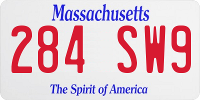 MA license plate 284SW9
