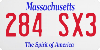 MA license plate 284SX3