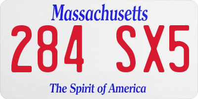 MA license plate 284SX5