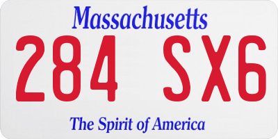 MA license plate 284SX6