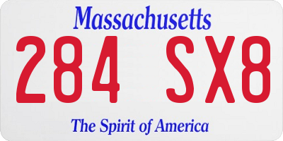 MA license plate 284SX8