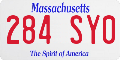 MA license plate 284SY0