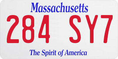 MA license plate 284SY7