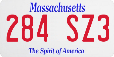 MA license plate 284SZ3