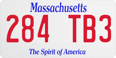 MA license plate 284TB3