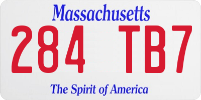 MA license plate 284TB7