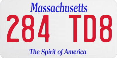 MA license plate 284TD8