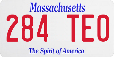 MA license plate 284TE0