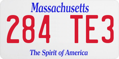 MA license plate 284TE3