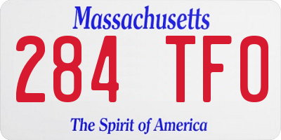 MA license plate 284TF0