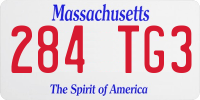 MA license plate 284TG3