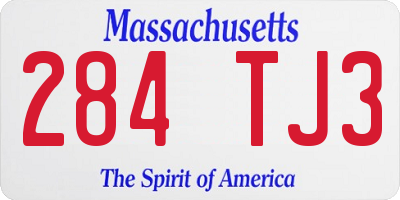 MA license plate 284TJ3