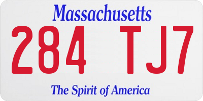 MA license plate 284TJ7
