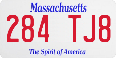 MA license plate 284TJ8
