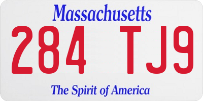 MA license plate 284TJ9