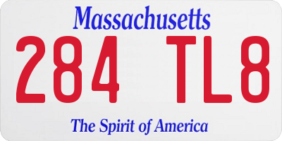 MA license plate 284TL8