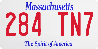 MA license plate 284TN7