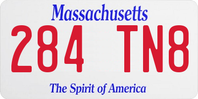 MA license plate 284TN8